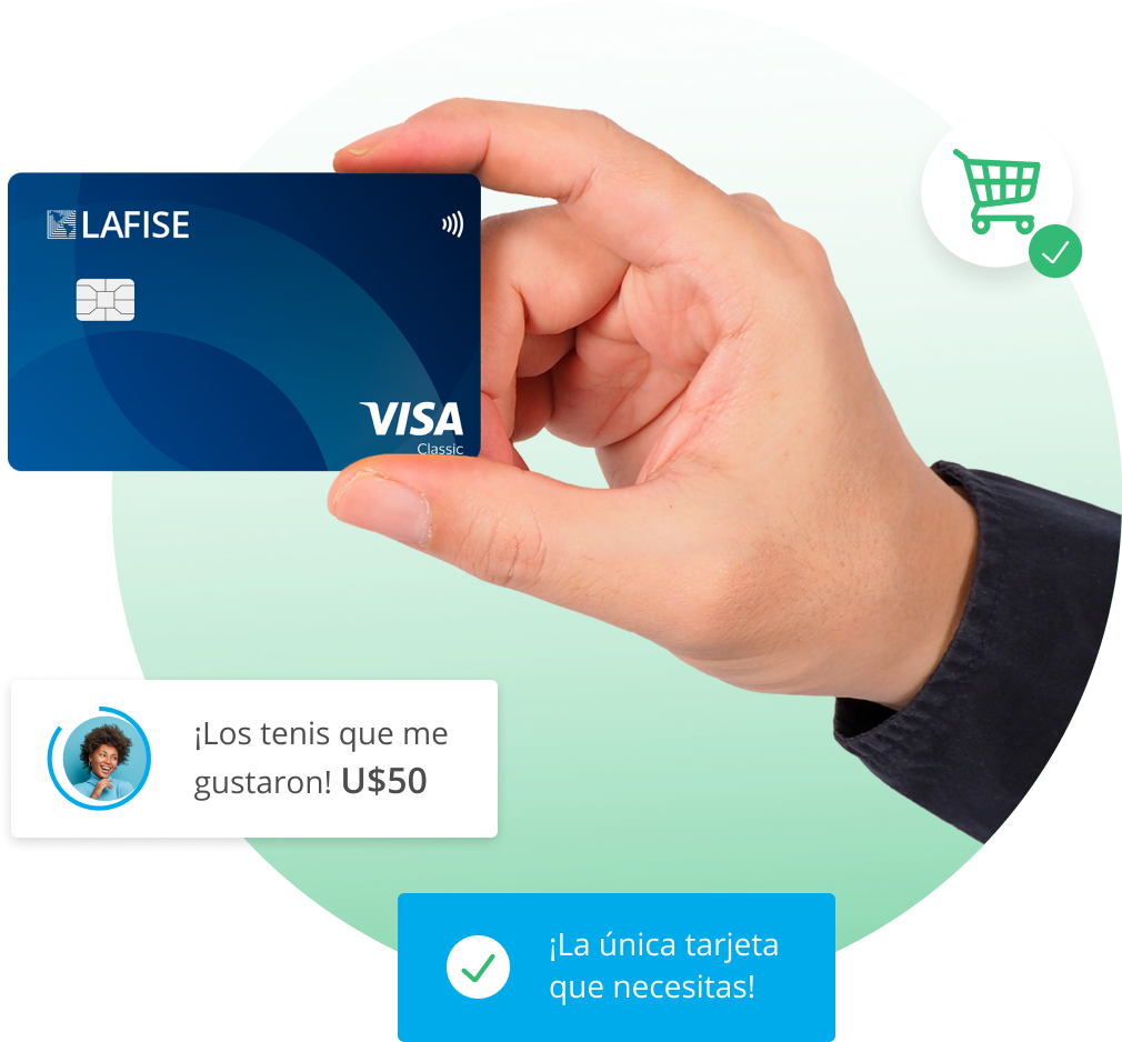 Mano Sosteniendo Tarjeta Visa Clásica LAFISE 