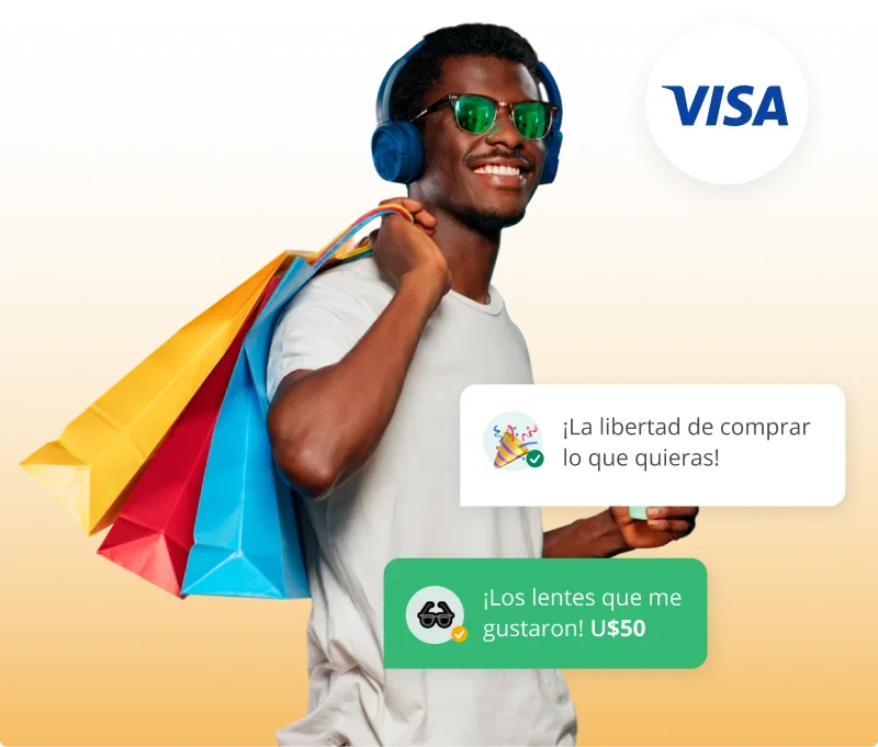 Hombre de compras con Tarjeta Visa Gold