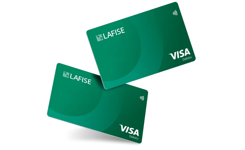 Imagen de dos tarjetas de débito de Banco LAFISE