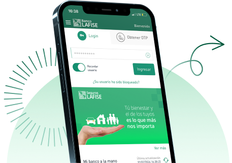 Descarga la aplicación Bancanet de Banco LAFISE Vista previa de celular con inicio de sesión Bancaner