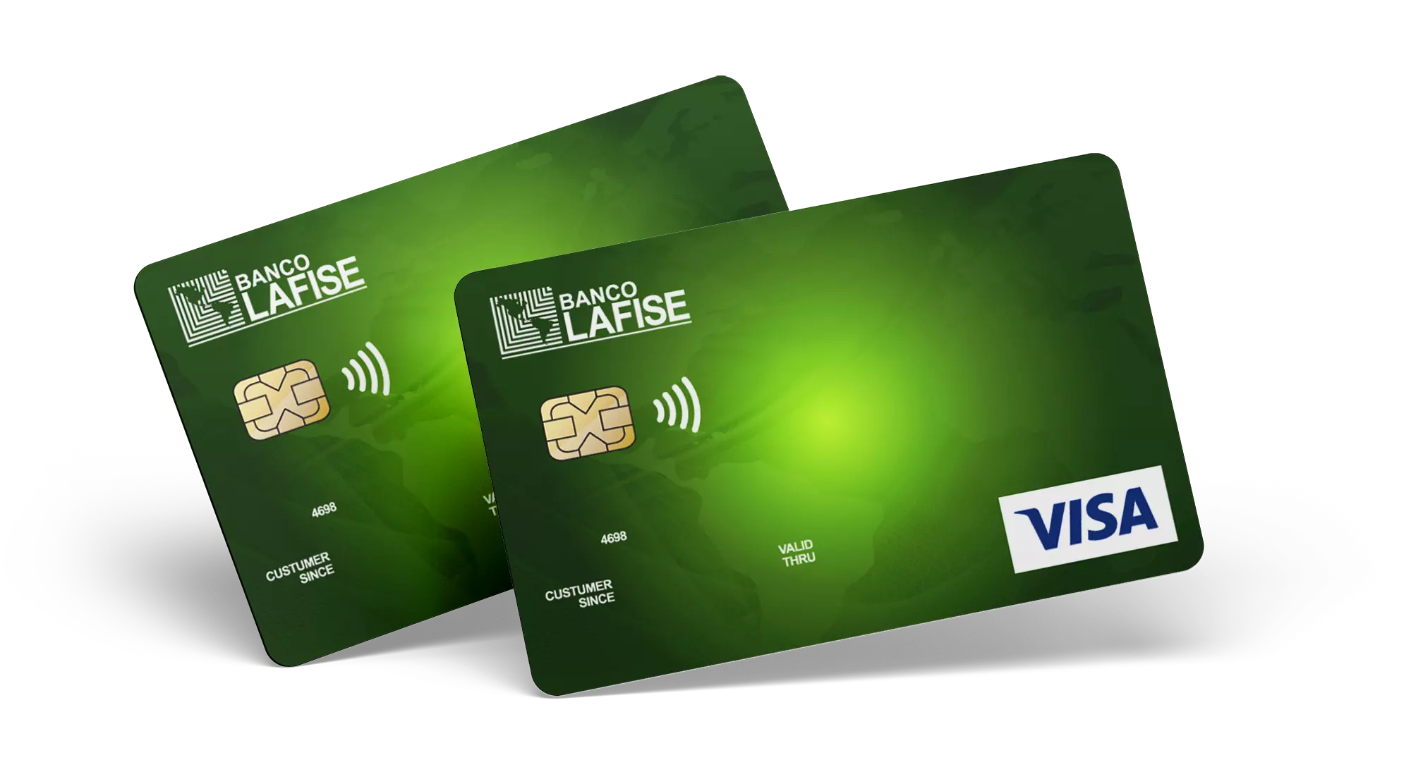 Imagen de dos tarjetas de débito de Banco LAFISE