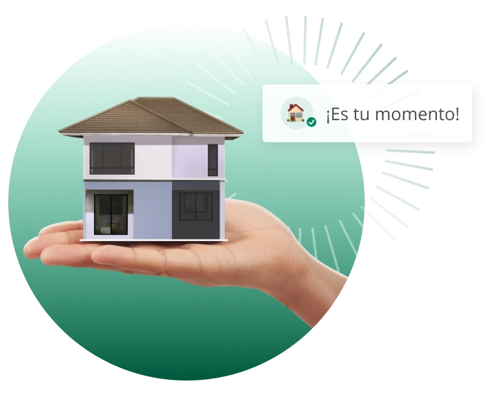 Circulo mostrando una mano sosteniendo una casa