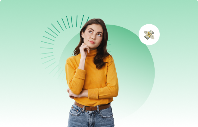 Chica joven risuena con gesto pensativo