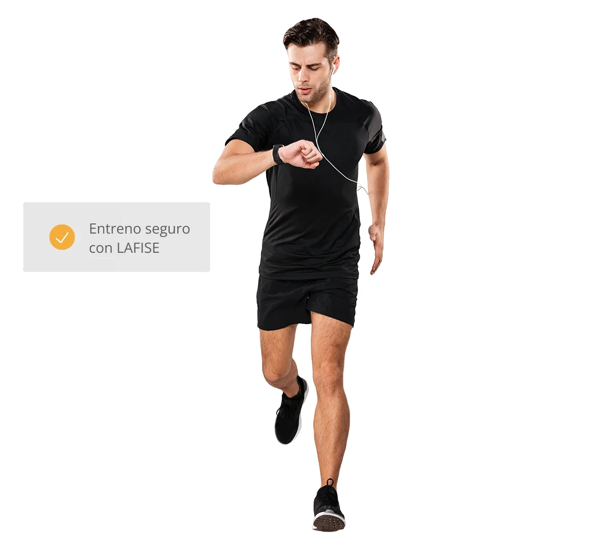 Joven corriendo con ropa deportiva negra