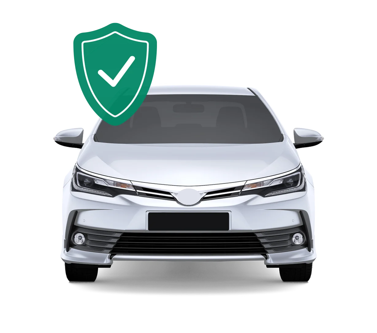 Parte frontal de auto gris con fondo verde
