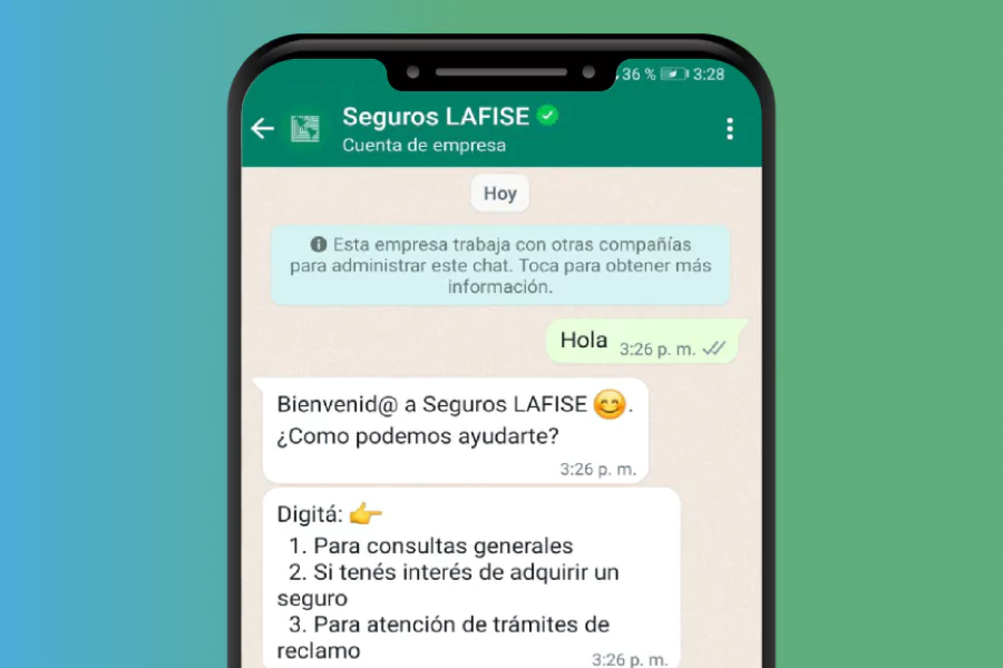 Chat de Whatsapp con Seguros Lafise